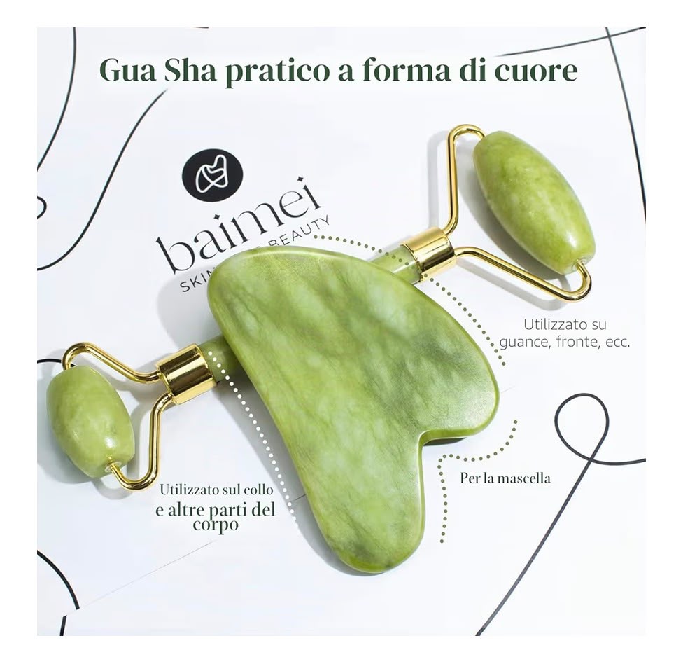 Jade Roller Heart-shaped Suit Crystal Massage