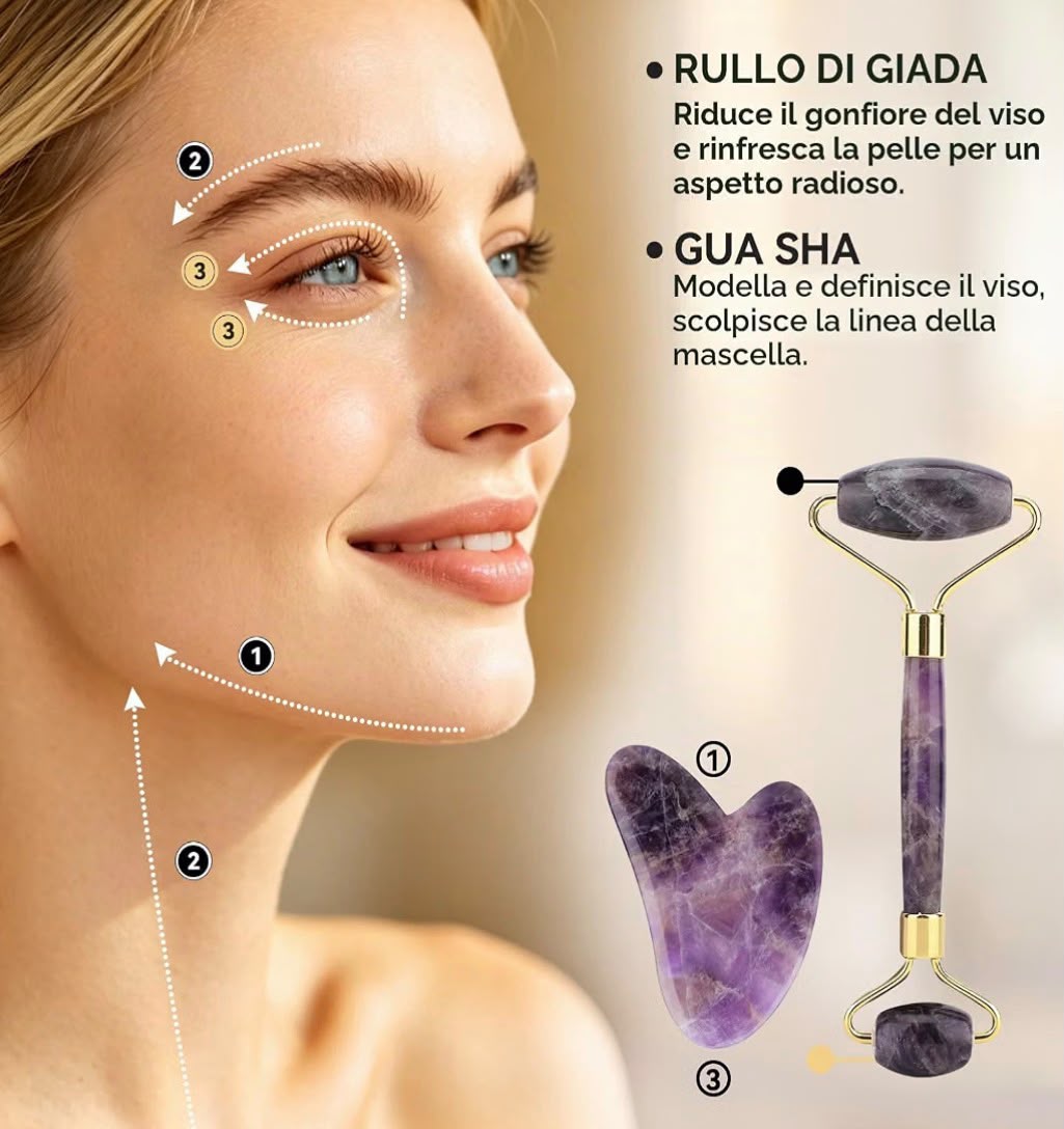 Jade Roller Heart-shaped Suit Crystal Massage