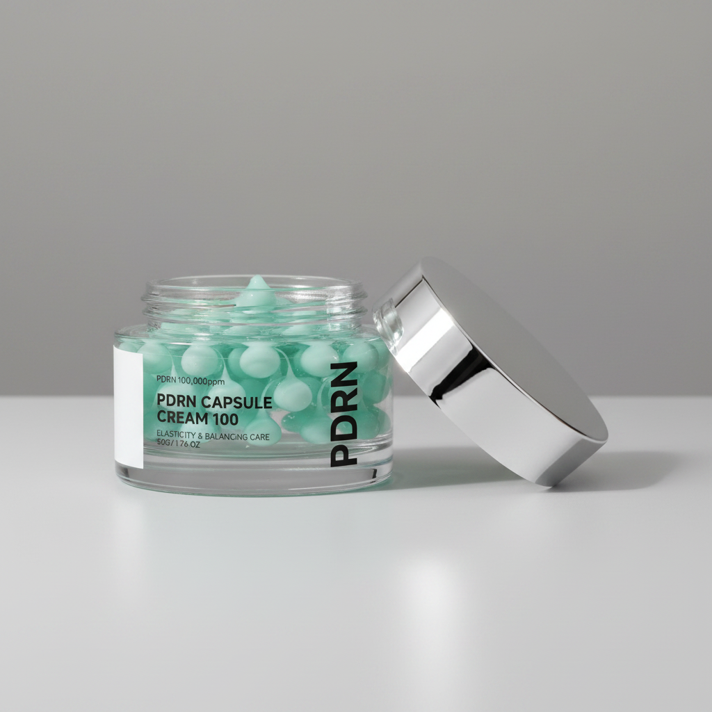 PDRN Capsule Cream - Open Jar Grey Background 5